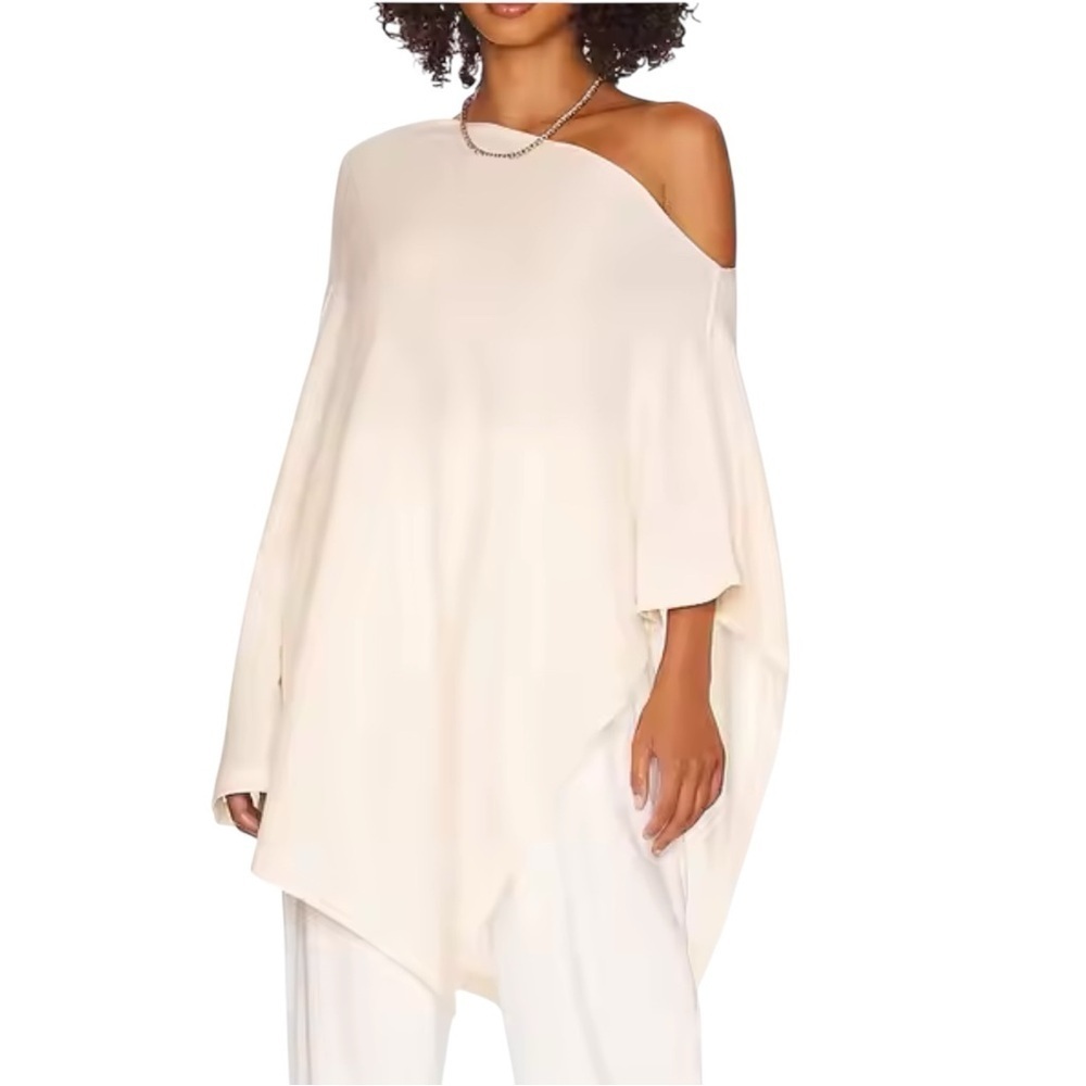 Anthropologie Asymmetrical Poncho Ivory Knit Women’s One Size NWT